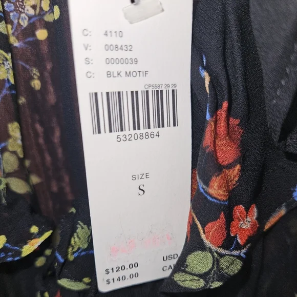 Anthropologie Jamison Ruffled Tunic – Black Floral – Size S – NWT (Repair Needed - Picture 12 of 13